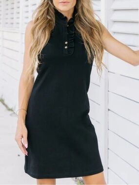 Jean-Pierre Klifa Wellington Sleeveless Navy Ruffle Neck Dress